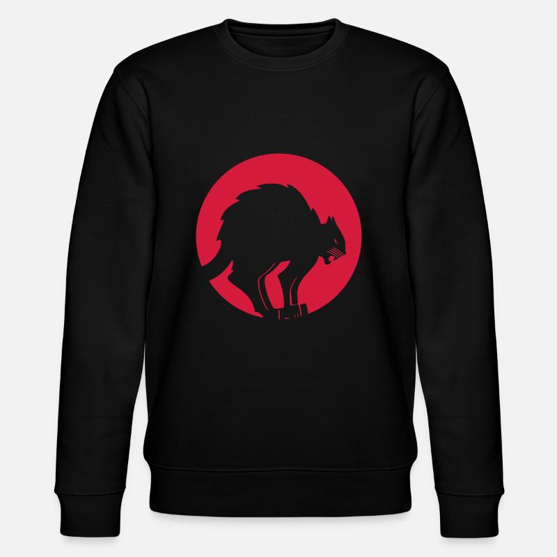 Black Cat - Sort kat på rød - Stanley/Stella økologisk unisex-sweatshirt CHANGER  - sort