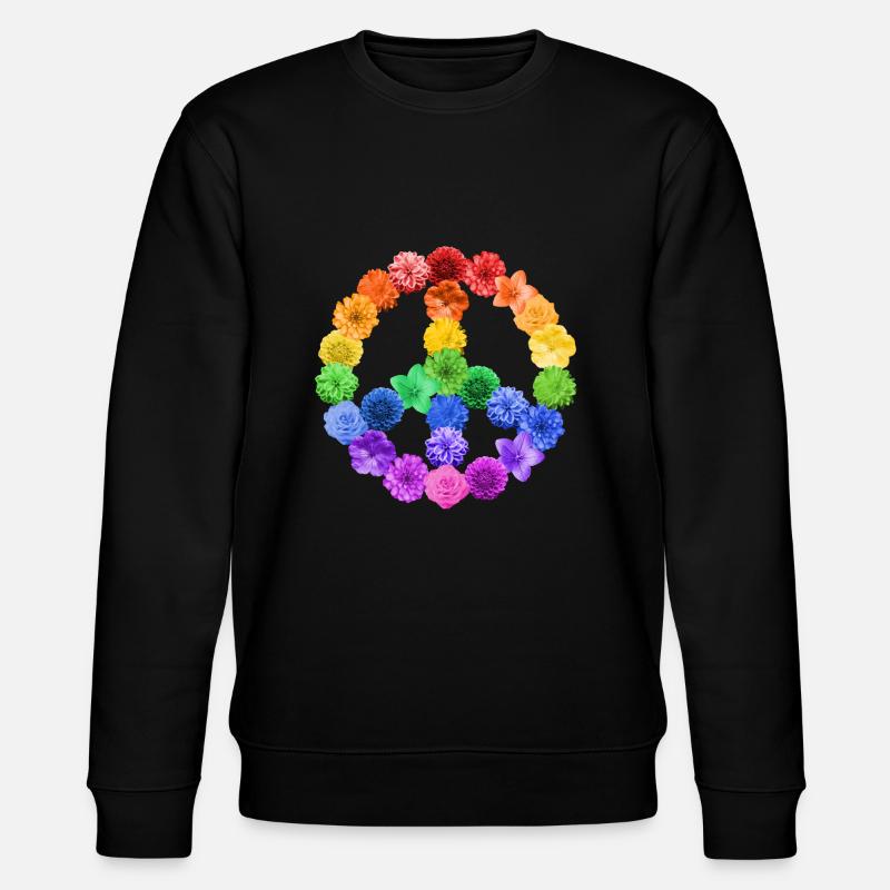 Blumen Peace Flowerpower - Stanley/Stella Unisex Bio-Sweatshirt CHANGER  - Schwarz