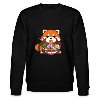 Süße Kawaii rot Panda Essen Ramen Nudeln - Stanley/Stella Unisex Bio-Sweatshirt CHANGER  - Schwarz - Vorne - Nik (191cm) & Marisol (170cm)