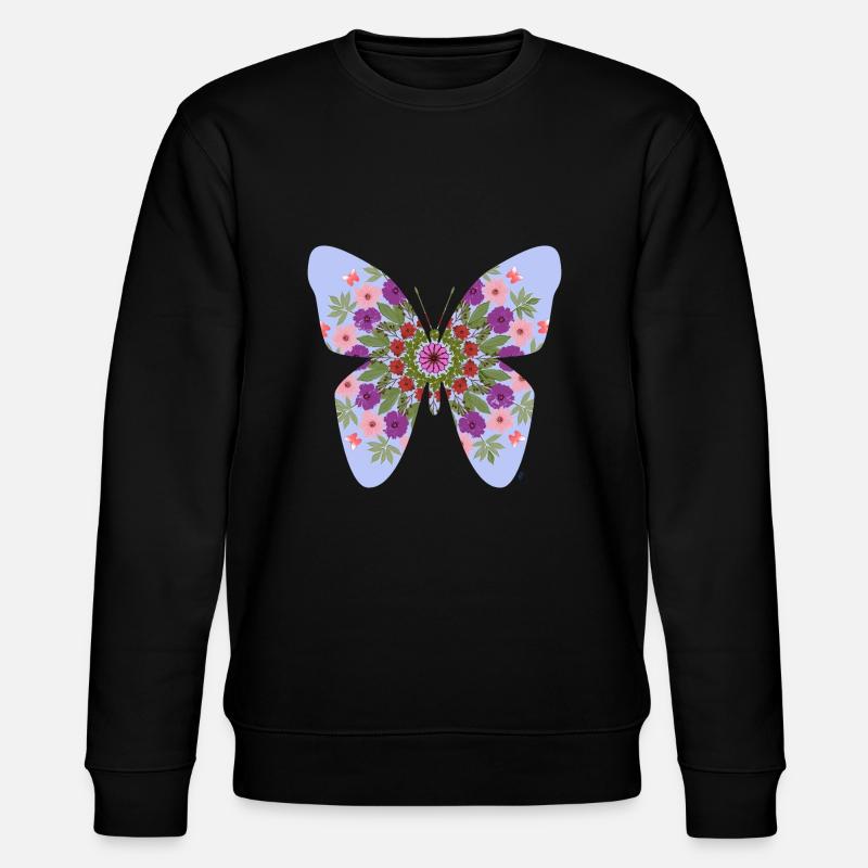Schmetterling und Blumen - Stanley/Stella Unisex Bio-Sweatshirt CHANGER  - Schwarz