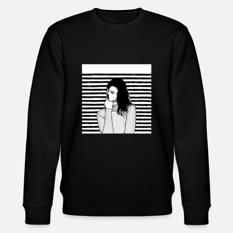 Rayures Noir Blanc - Sweat bio CHANGER Stanley/Stella Unisexe - noir