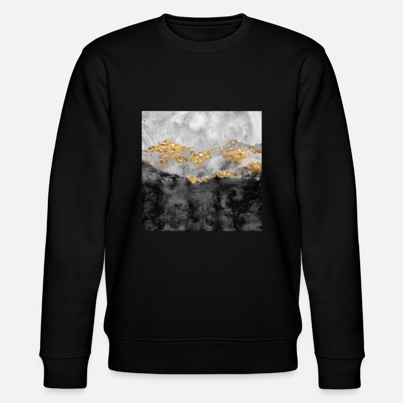 Dreamy Hills Watercolour Abstract Artwork, Gold - Stanley/Stella Unisex Bio-Sweatshirt CHANGER - Schwarz