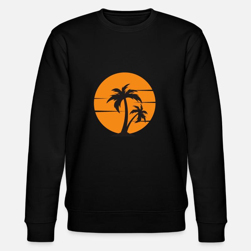 sunset with palm tree - Stanley/Stella CHANGER Unisex Organic Sweatshirt - black