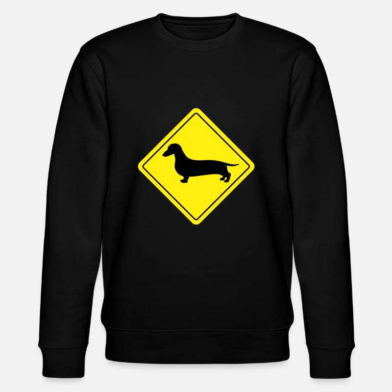 Panneau signalisation jaune Dachshund Teckel - Sweat bio CHANGER Stanley/Stella Unisexe - noir