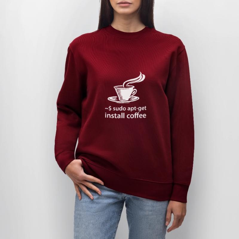 sudo apt-get install coffee - IT Coder Linux Stanley/Stella Unisex Bio-Sweatshirt CHANGER 