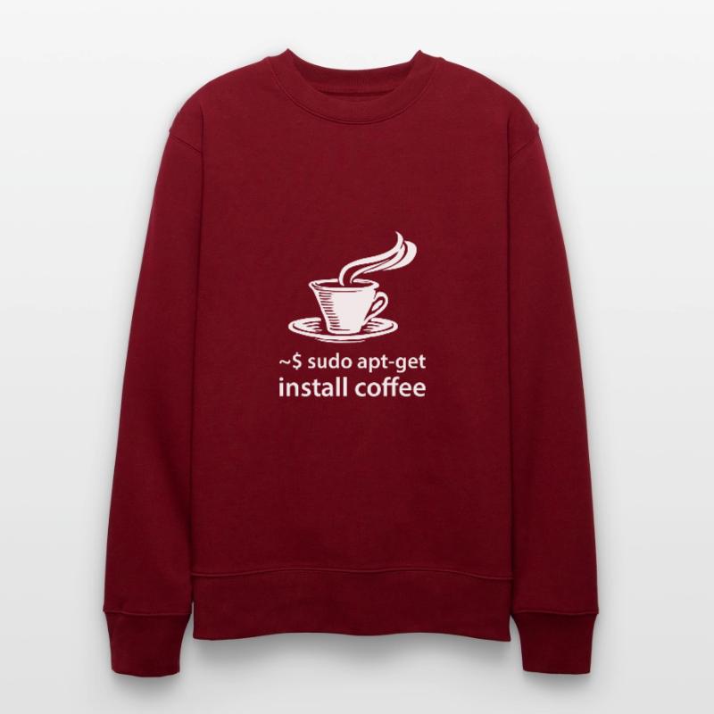 sudo apt-get install coffee - IT Coder Linux Stanley/Stella Unisex Bio-Sweatshirt CHANGER 