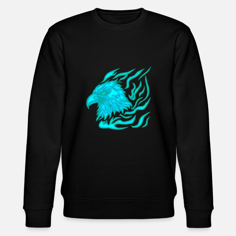 brennender blauer Phönix mit Flammen - Stanley/Stella Unisex Bio-Sweatshirt CHANGER  - Schwarz
