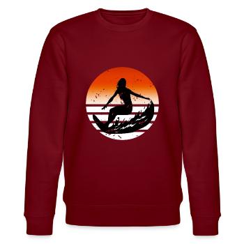 T-shirt rétro vintage Riding The Waves Surfing - Sweat bio CHANGER Stanley/Stella Unisexe - bordeaux - Devant - Nik (191cm) & Marisol (170cm)