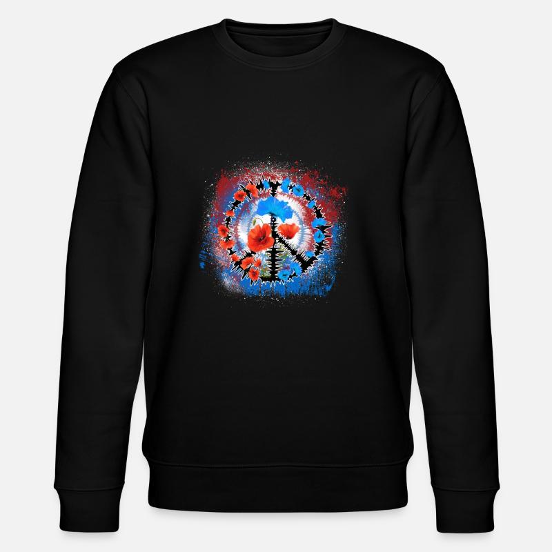 Peace / Mohnblumen Peacezeichen - Stanley/Stella Unisex Bio-Sweatshirt CHANGER  - Schwarz