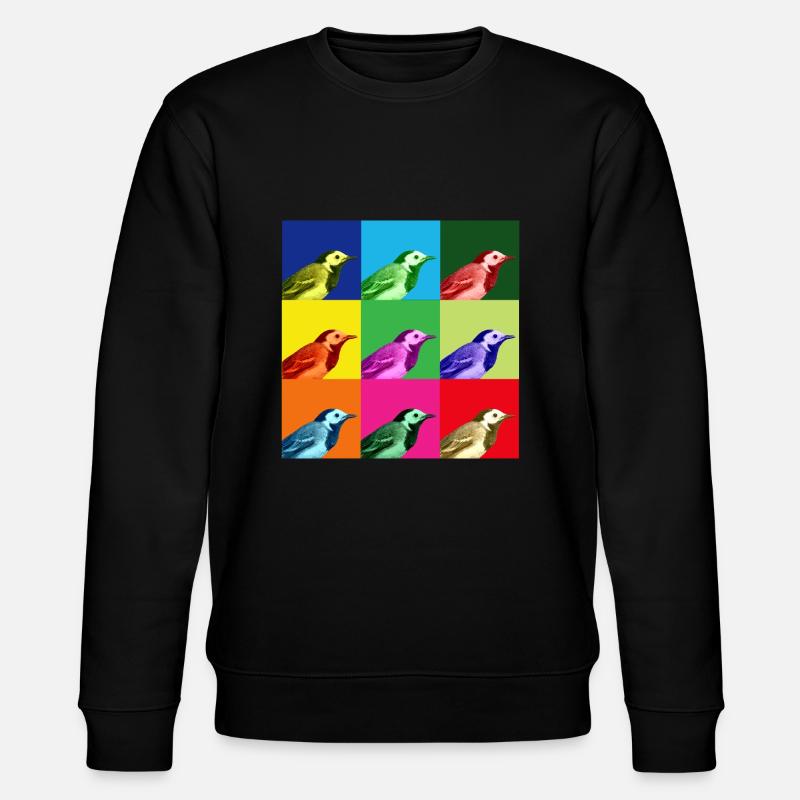 Bachstelze Profil Popart Kunst - Stanley/Stella Unisex Bio-Sweatshirt CHANGER  - Schwarz