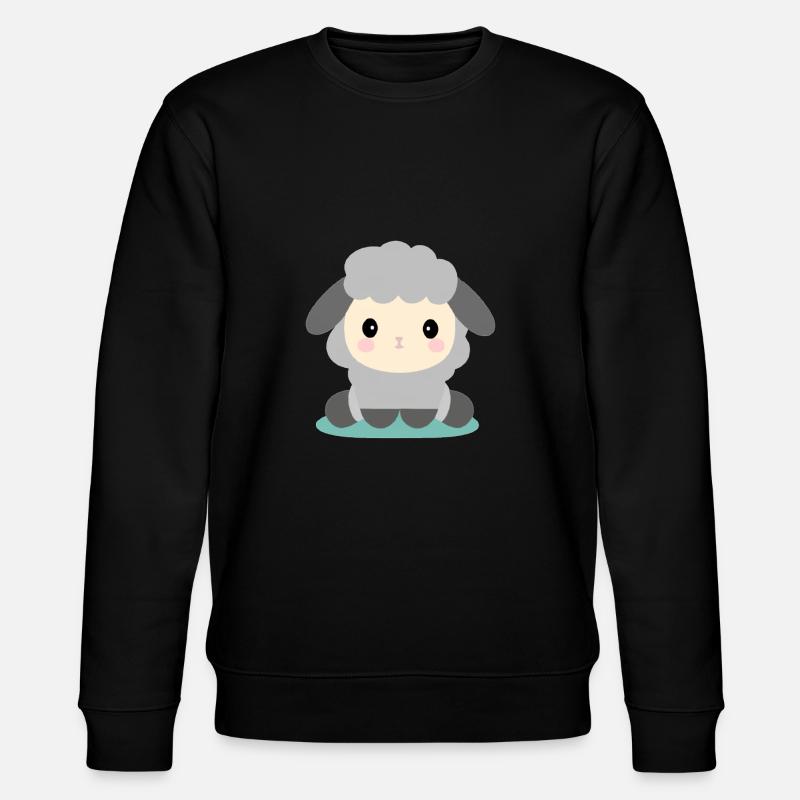 Sitzende Kawaii-Schafe - Stanley/Stella Unisex Bio-Sweatshirt CHANGER  - Schwarz
