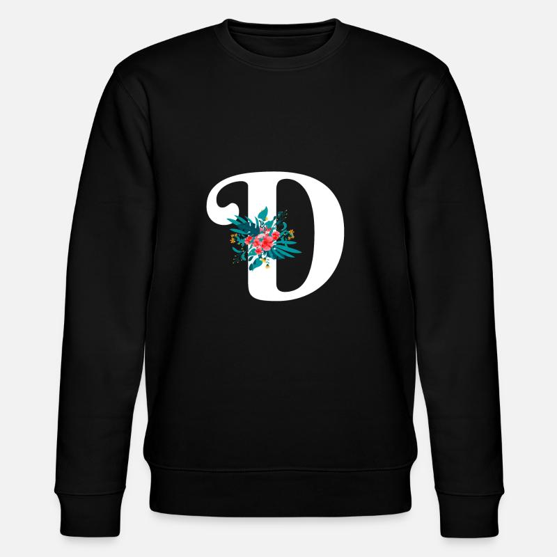 letter D flowered - Stanley/Stella CHANGER Unisex Organic Sweatshirt - black