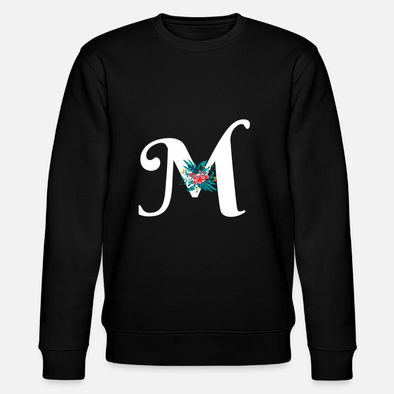 lettre M fleuris - Sweat bio CHANGER Stanley/Stella Unisexe - noir