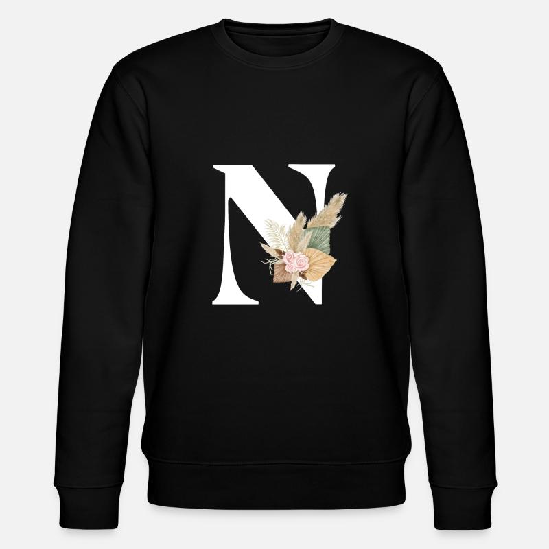 lettre N fleuris - Sweat bio CHANGER Stanley/Stella Unisexe - noir