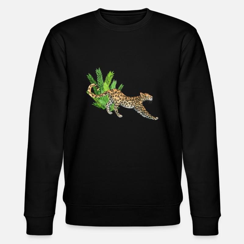 Leopard im Dschungel - Stanley/Stella Unisex Bio-Sweatshirt CHANGER - Schwarz