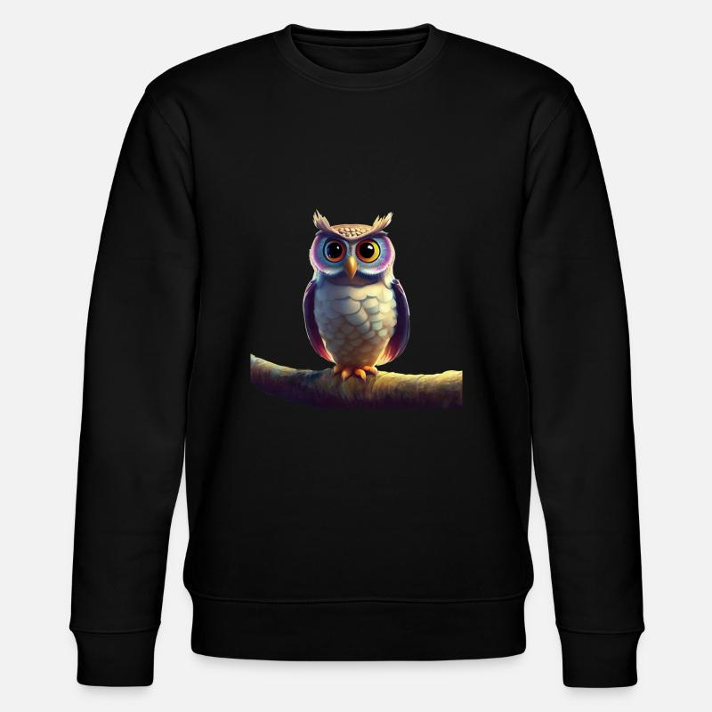 Hibou doux sur une branche - Sweat bio CHANGER Stanley/Stella Unisexe - noir