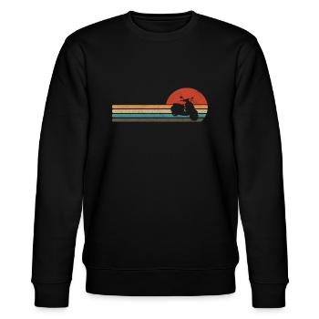Motorroller Retro Moped - Stanley/Stella Unisex Bio-Sweatshirt CHANGER  - Schwarz - Vorne - Nik (191cm) & Marisol (170cm)