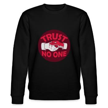 trust no one quote - Stanley/Stella CHANGER Unisex Organic Sweatshirt - black - Front - Nik (191cm) & Marisol (170cm)