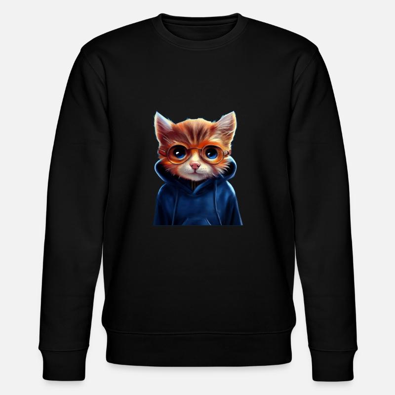 Katze mit Pullover - Stanley/Stella Unisex Bio-Sweatshirt CHANGER  - Schwarz