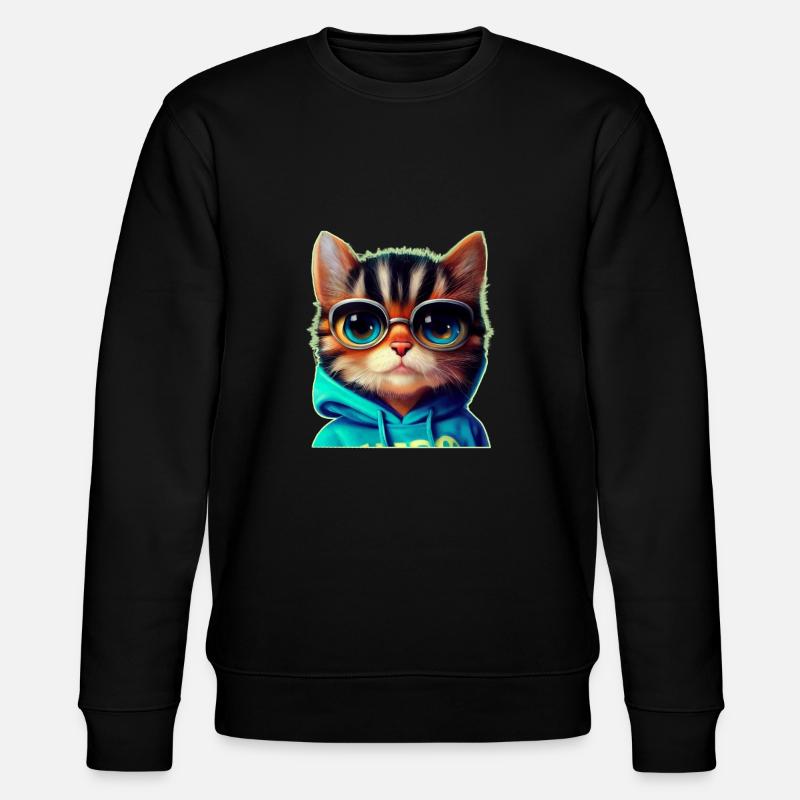 Chat avec lunettes - Sweat bio CHANGER Stanley/Stella Unisexe - noir