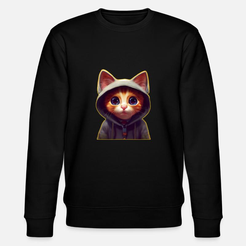 Katze mit Pulli - Stanley/Stella Unisex Bio-Sweatshirt CHANGER  - Schwarz