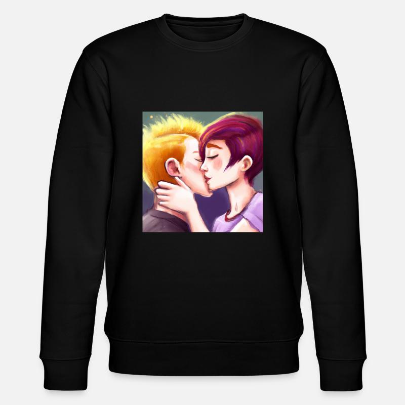 LGBT Queer Kuss 🌈🌈 - Stanley/Stella Unisex Bio-Sweatshirt CHANGER  - Schwarz