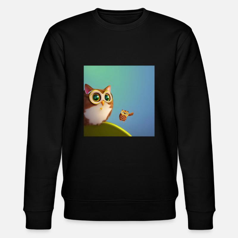 Katze und Eule - Stanley/Stella Unisex Bio-Sweatshirt CHANGER  - Schwarz