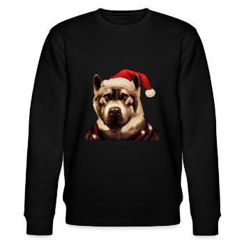 American Akita Weihnachten - Stanley/Stella Unisex Bio-Sweatshirt CHANGER  - Schwarz - Vorne - Nik (191cm) & Marisol (170cm)