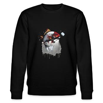 Japanese Carp - Stanley/Stella CHANGER Unisex Organic Sweatshirt - black - Front - Nik (191cm) & Marisol (170cm)