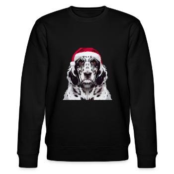 English Setter Weihnachten - Stanley/Stella Unisex Bio-Sweatshirt CHANGER  - Schwarz - Vorne - Nik (191cm) & Marisol (170cm)