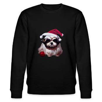 Shih Tzu Noël - Sweat bio CHANGER Stanley/Stella Unisexe - noir - Devant - Nik (191cm) & Marisol (170cm)