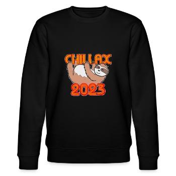 Faultier - Frohes Neues Jahr - 2023 - Stanley/Stella Unisex Bio-Sweatshirt CHANGER  - Schwarz - Vorne - Nik (191cm) & Marisol (170cm)