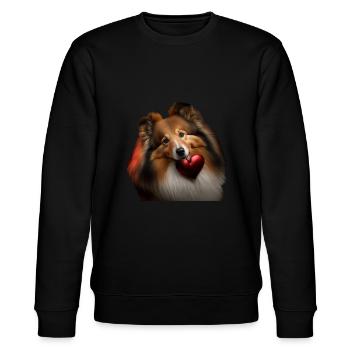 Sheltie Valentins Tag - Shetland Sheepdog - Stanley/Stella Unisex Bio-Sweatshirt CHANGER  - Schwarz - Vorne - Nik (191cm) & Marisol (170cm)