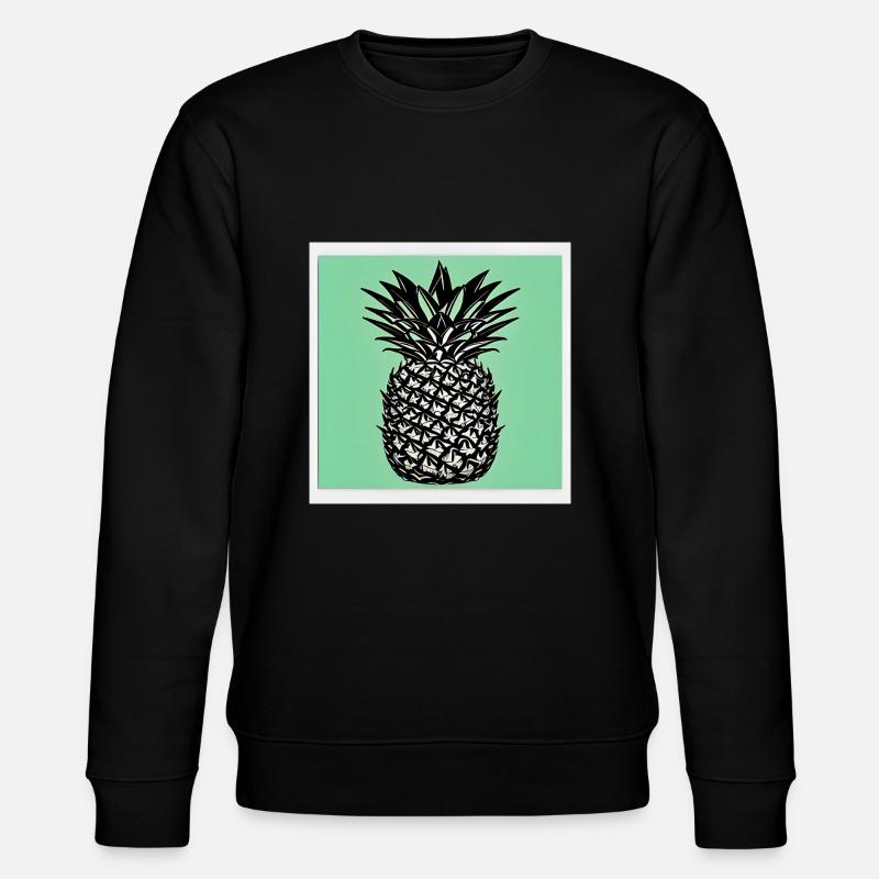 Ananas mit grünem Hintergrund - Stanley/Stella Unisex Bio-Sweatshirt CHANGER - Schwarz