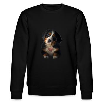 Berner Sennenhund Valentins Tag - Stanley/Stella Unisex Bio-Sweatshirt CHANGER  - Schwarz - Vorne - Nik (191cm) & Marisol (170cm)