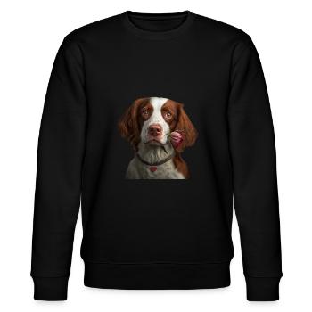 Epagneul Breton Valentine's Day - Stanley/Stella CHANGER Unisex Organic Sweatshirt - black - Front - Nik (191cm) & Marisol (170cm)