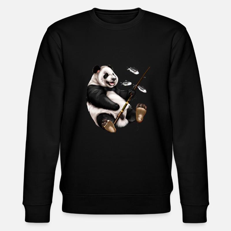 Pêche Panda, Pêche, Pêche - Sweat bio CHANGER Stanley/Stella Unisexe - noir