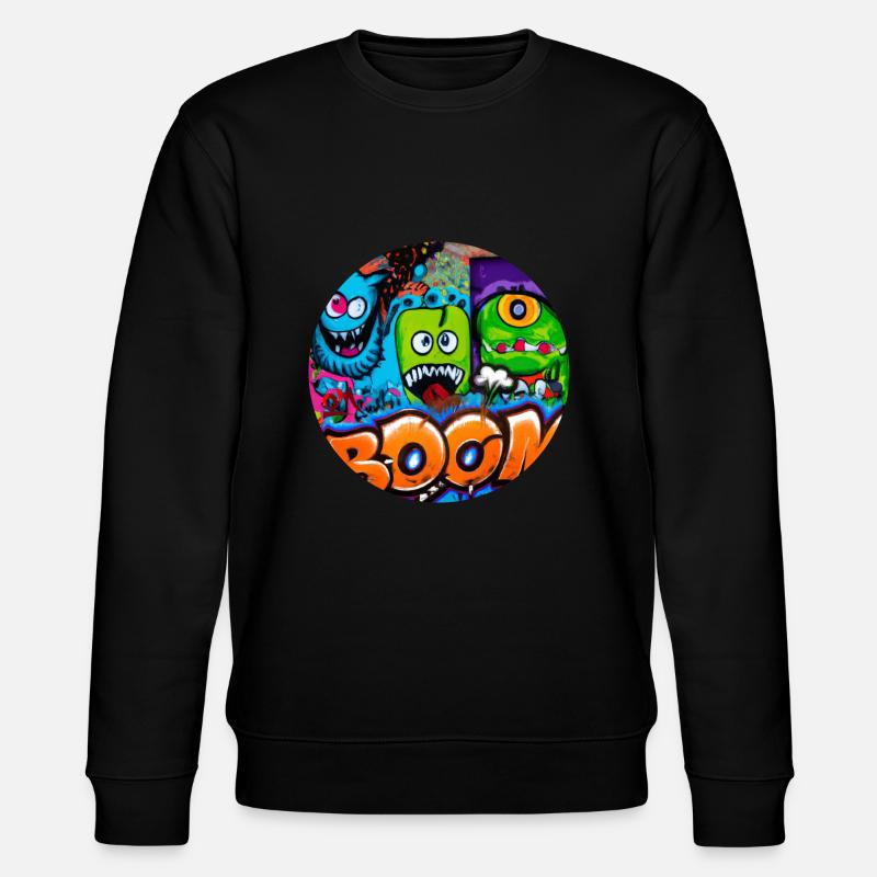 Grafitti Monster Boom - Stanley/Stella Unisex Bio-Sweatshirt CHANGER  - Schwarz