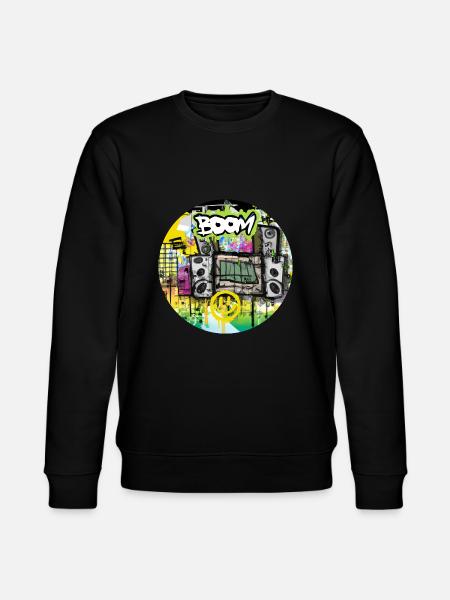 Boom Box with Smiley - Graffiti - Stanley/Stella CHANGER Unisex Organic Sweatshirt - black