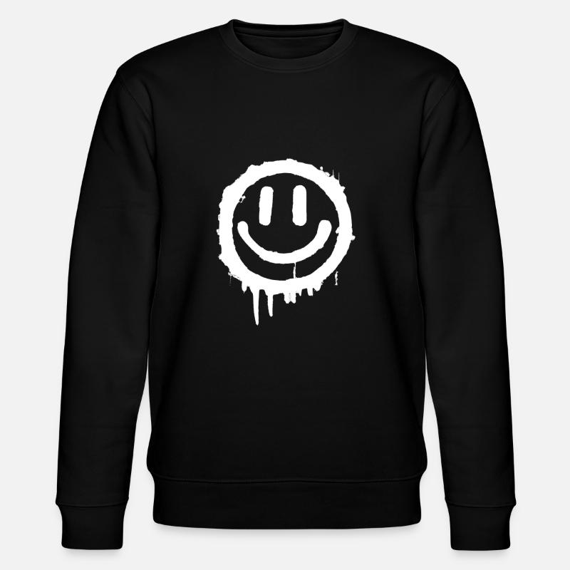 White Smiley - Stanley/Stella Unisex Bio-Sweatshirt CHANGER  - Schwarz