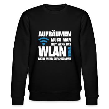 Erst aufräumen wenn das WLAN Signal schwach wird - Stanley/Stella Unisex Bio-Sweatshirt CHANGER  - Schwarz - Vorne - Nik (191cm) & Marisol (170cm)