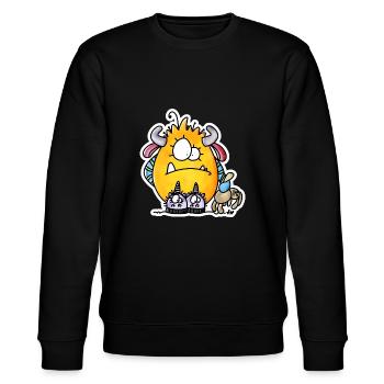 Spuki Luzi - Stanley/Stella Unisex Bio-Sweatshirt CHANGER  - Schwarz - Vorne - Nik (191cm) & Marisol (170cm)