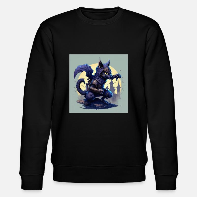 Ninja Katze - Stanley/Stella Unisex Bio-Sweatshirt CHANGER  - Schwarz