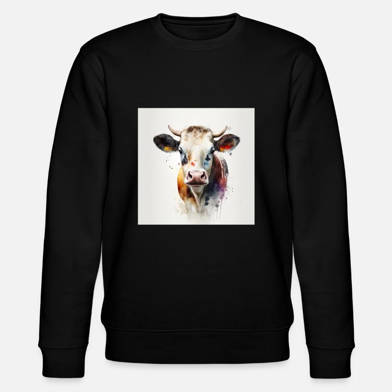 Kuh Wasserfarbe - Stanley/Stella Unisex Bio-Sweatshirt CHANGER  - Schwarz