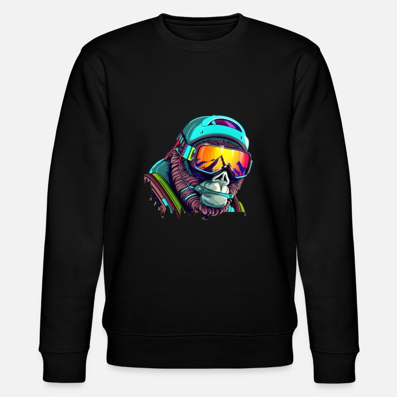Cooler Gorilla-Skifahrer - Stanley/Stella Unisex Bio-Sweatshirt CHANGER  - Schwarz