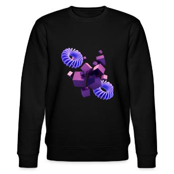 3D Gaming Design in lila - Stanley/Stella Unisex Bio-Sweatshirt CHANGER  - Schwarz - Vorne - Nik (191cm) & Marisol (170cm)
