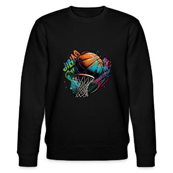 Graffiti de basket-ball coloré - Sweat bio CHANGER Stanley/Stella Unisexe - noir - Devant - Nik (191cm) & Marisol (170cm)