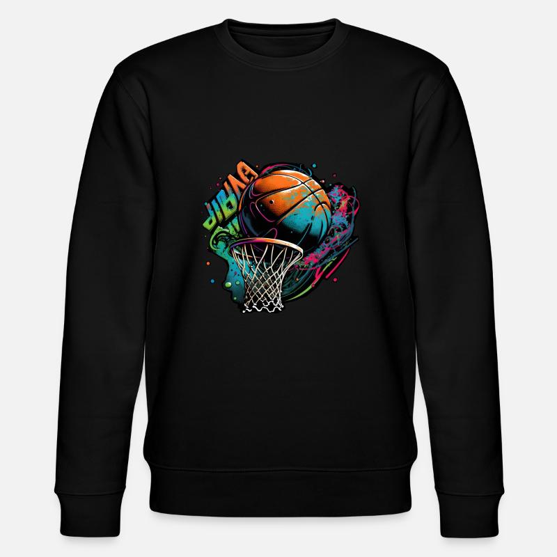 Buntes Basketball Graffiti - Stanley/Stella Unisex Bio-Sweatshirt CHANGER  - Schwarz