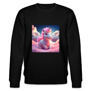cute baby unicorn running playfully over clouds - Stanley/Stella Unisex Bio-Sweatshirt CHANGER  - Schwarz - Vorne - Nik (191cm) & Marisol (170cm)