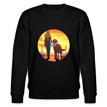Blonde Frau mit Hund im Park - Stanley/Stella Unisex Bio-Sweatshirt CHANGER  - Schwarz - Vorne - Nik (191cm) & Marisol (170cm)